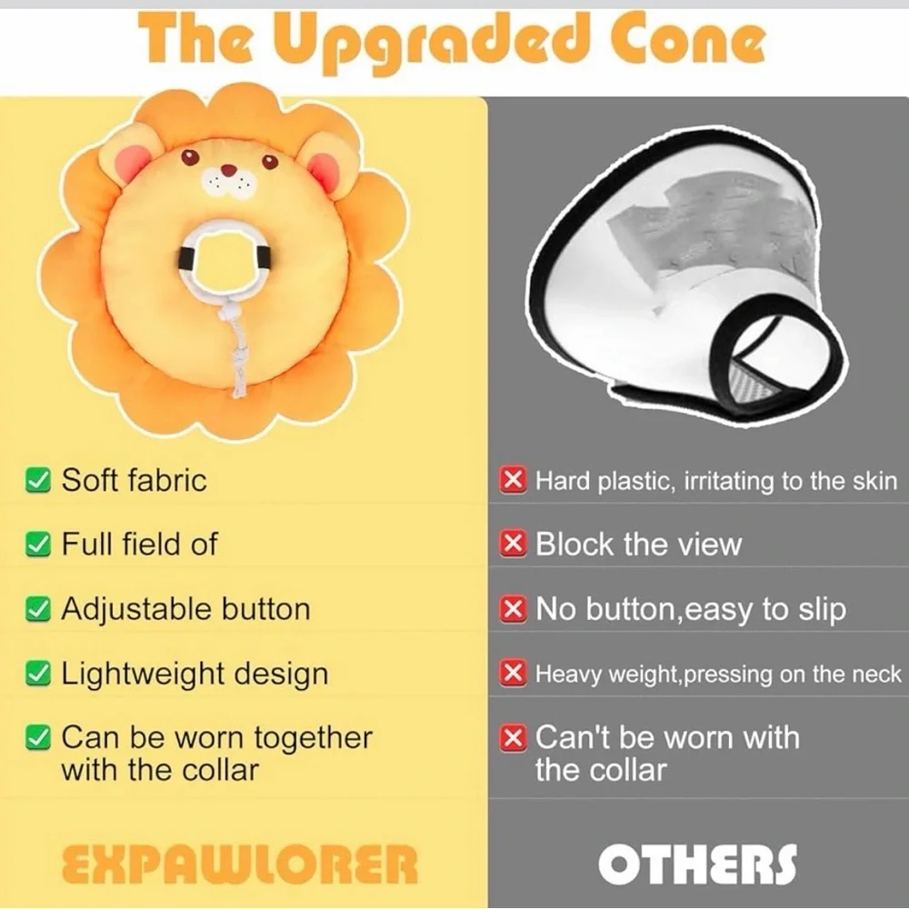 Soft, Cat cone / E collar, for after surgery to prevent licking
